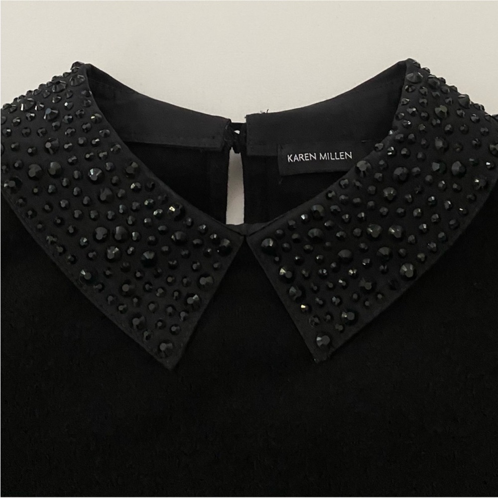 Karenn Millen Sweater Crystal Collar Knit Collection Black New size 0 - Picture 8 of 14